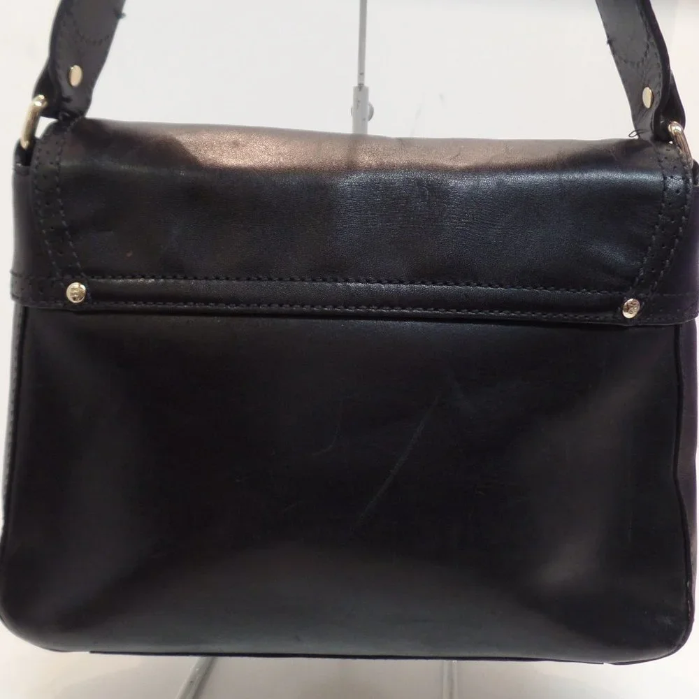 Kate Spade Soft Black Leather Flap Closure Bright Floral Lining Handbag - Picture 5 of 12